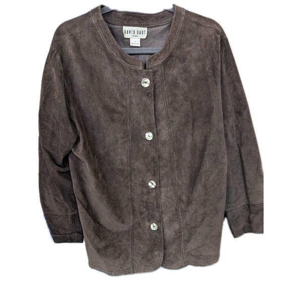 David Dart Jackets & Blazers - David Dart Women's‎ 1X Suede Shacket Brown Equestrian Cowgirl Farm Button Front
